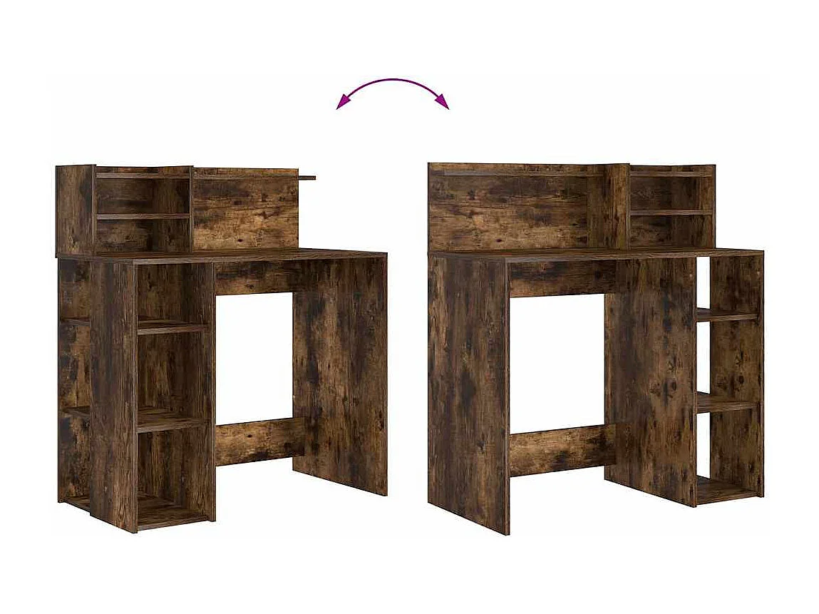 Bureau avec rangement Chêne fumé 90 x 48 x 101,5 cm