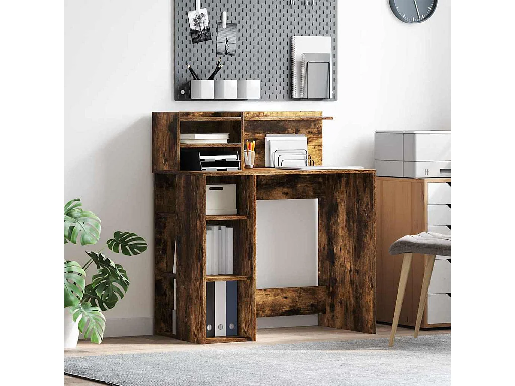 Bureau avec rangement Chêne fumé 90 x 48 x 101,5 cm