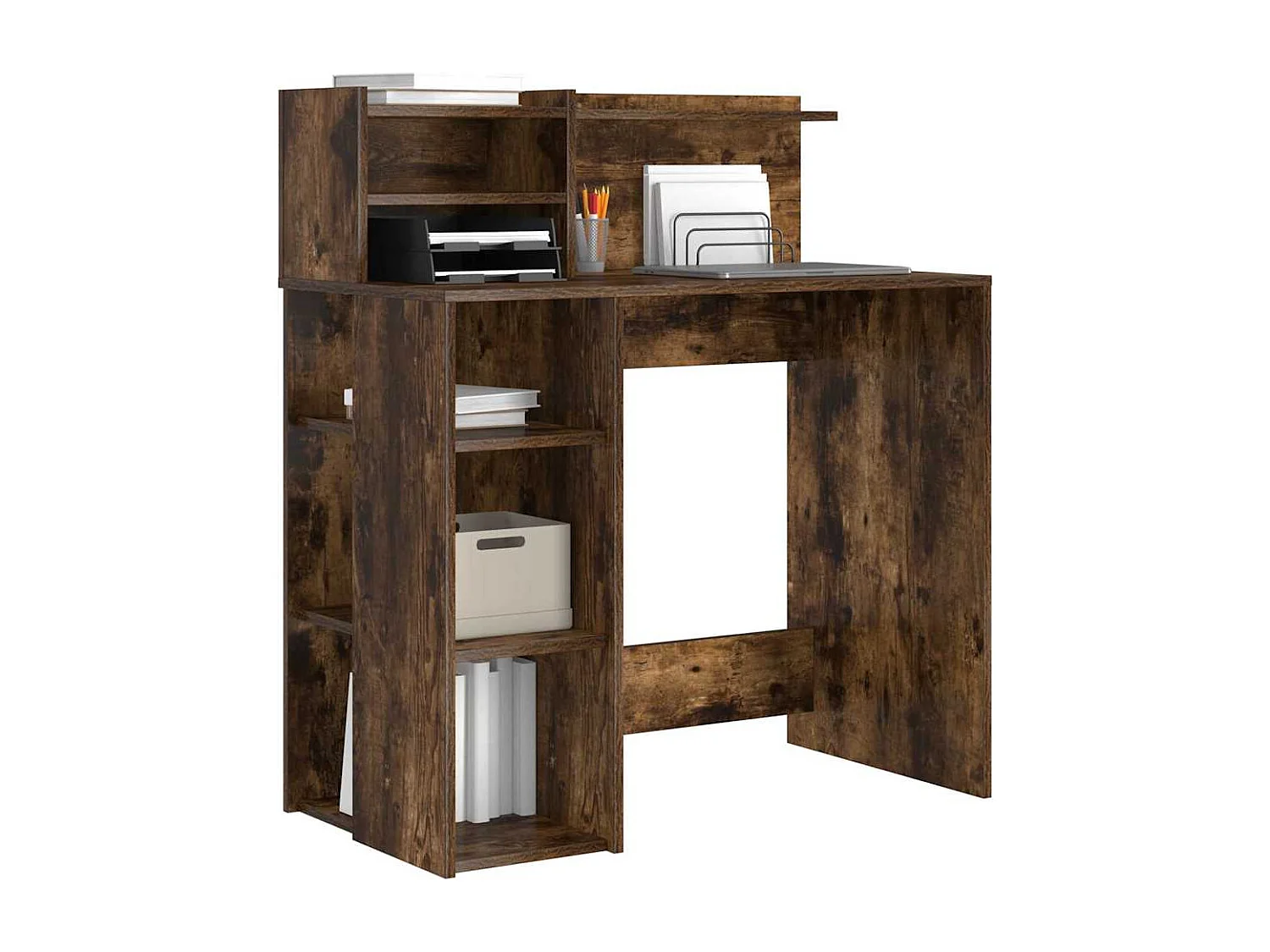 Bureau avec rangement Chêne fumé 90 x 48 x 101,5 cm