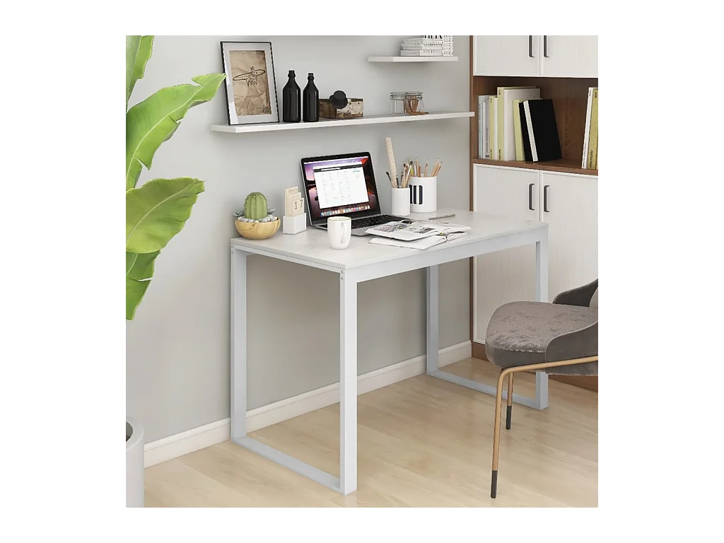 Bureau d'ordinateur Blanc 110x60x73 cm Aggloméré