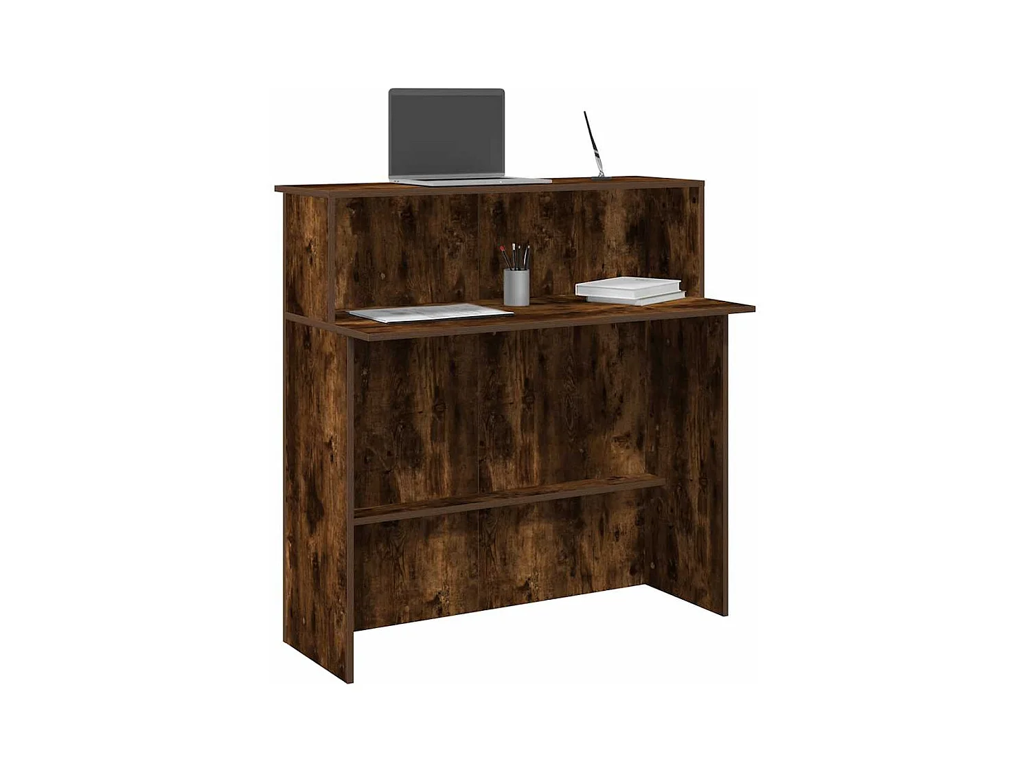 Bureau de réception chêne fumé 100x50x103,5cm bois d'ingénierie