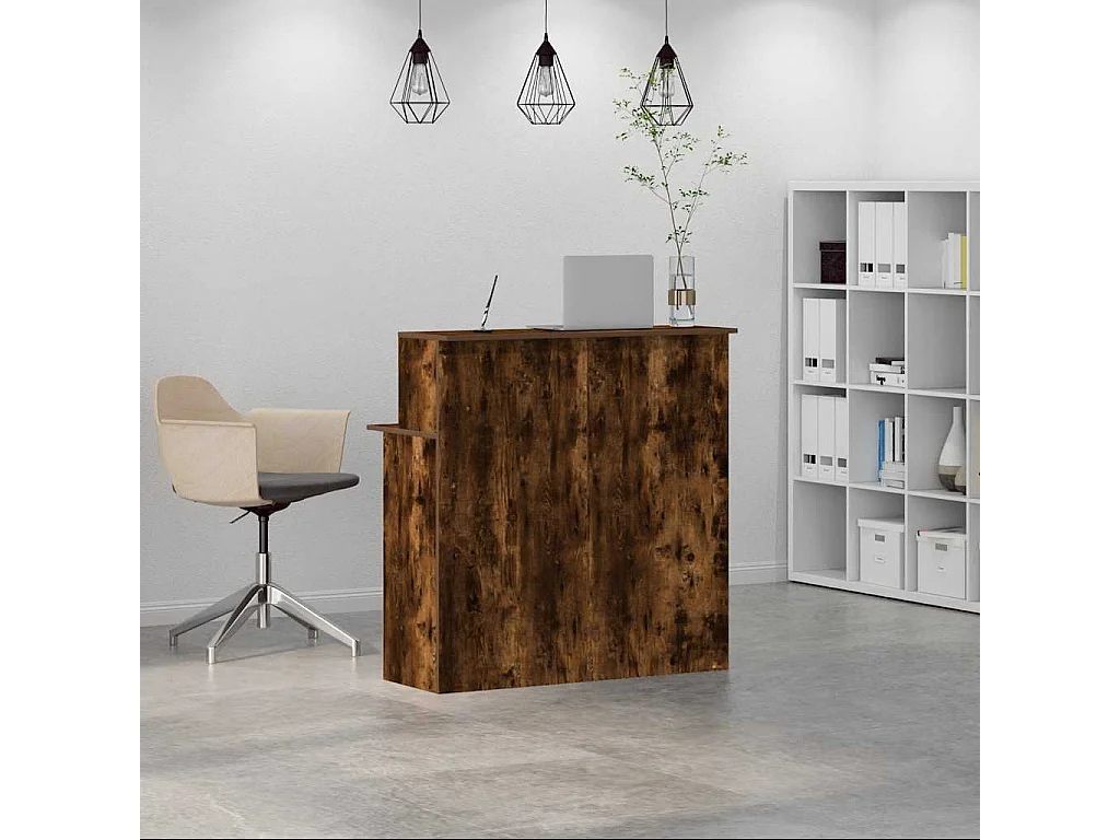Bureau de réception chêne fumé 100x50x103,5cm bois d'ingénierie