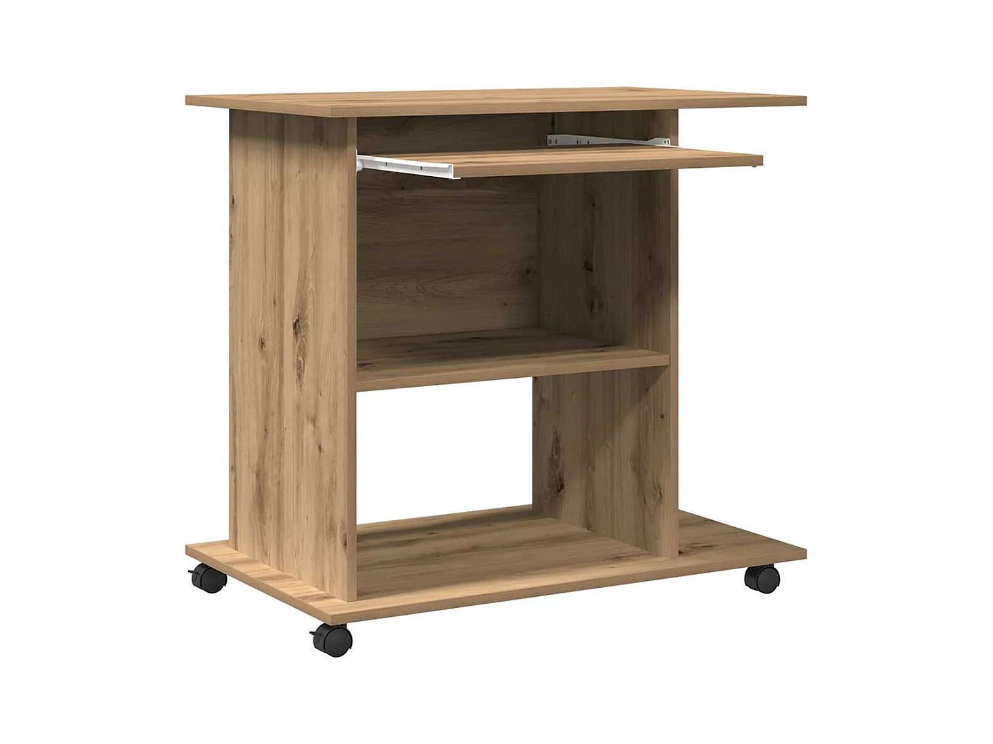 Bureau d'ordinateur chêne artisanal 80x50x75 cm bois ingénierie