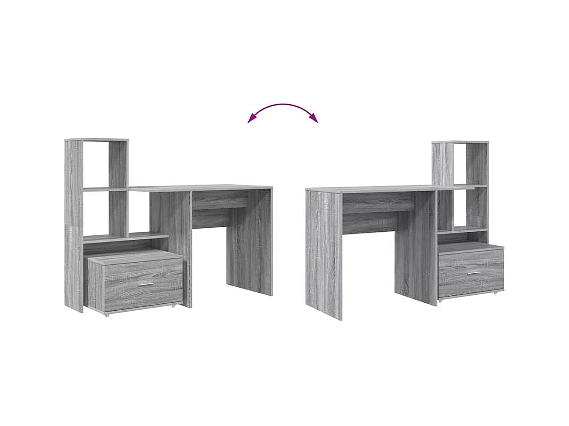 Bureau Sonoma gris 131,5 x 50 x 106,5 cm Bois d'ingénierie