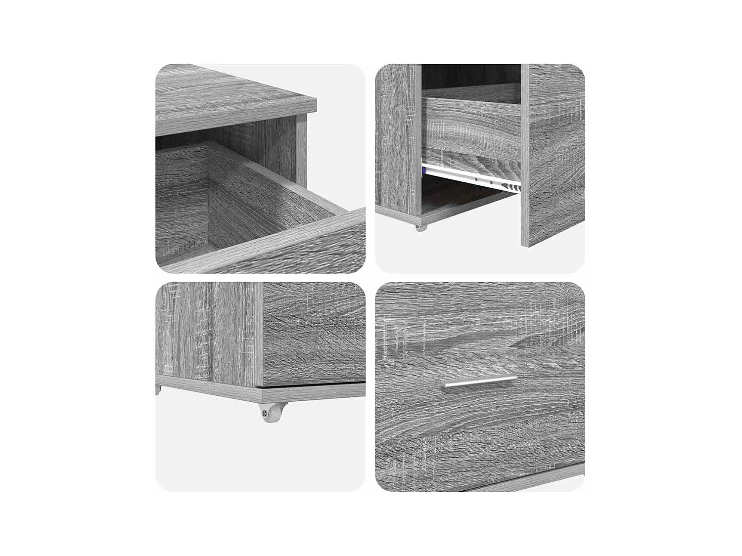 Bureau Sonoma gris 131,5 x 50 x 106,5 cm Bois d'ingénierie