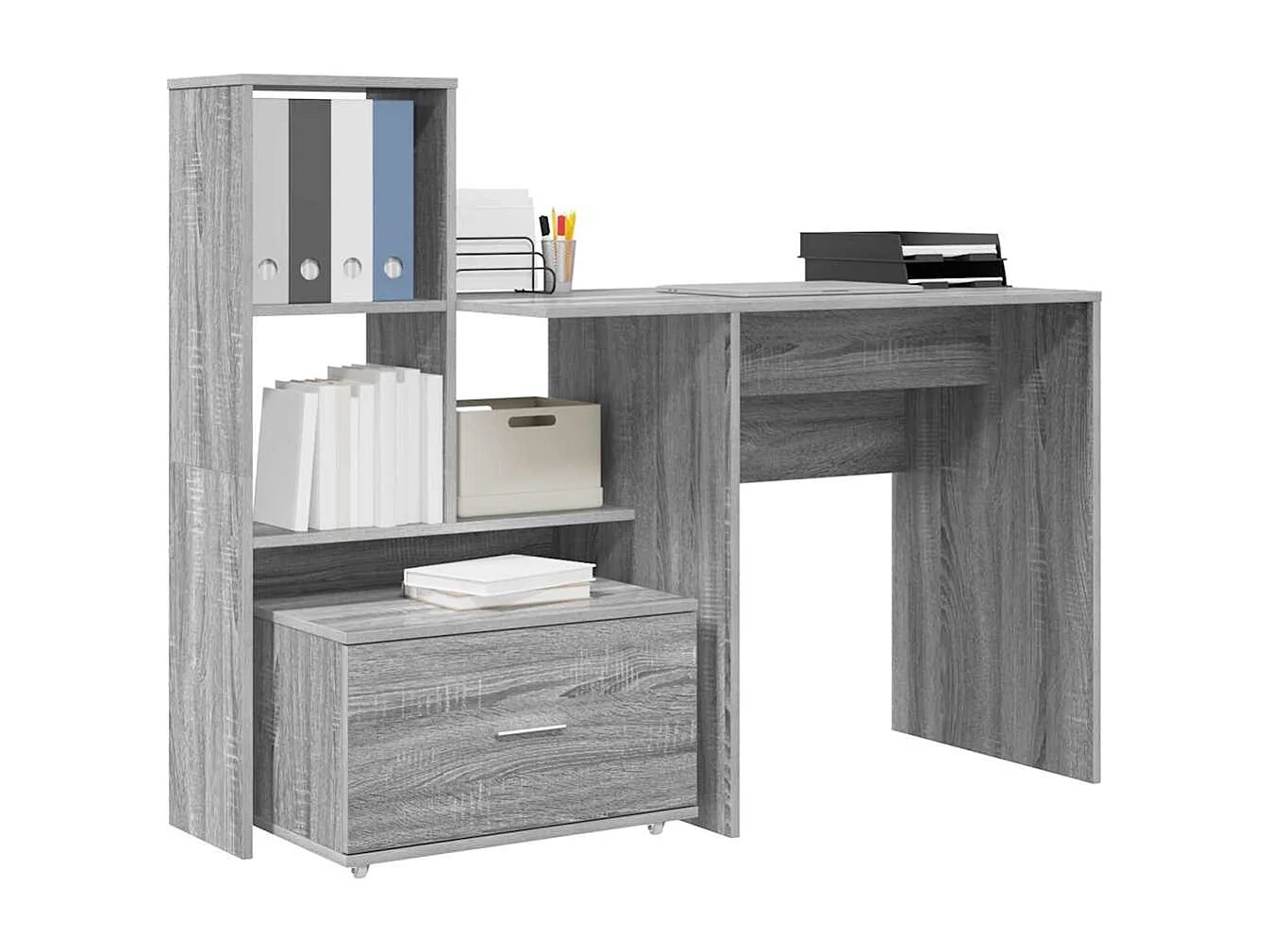 Bureau Sonoma gris 131,5 x 50 x 106,5 cm Bois d'ingénierie