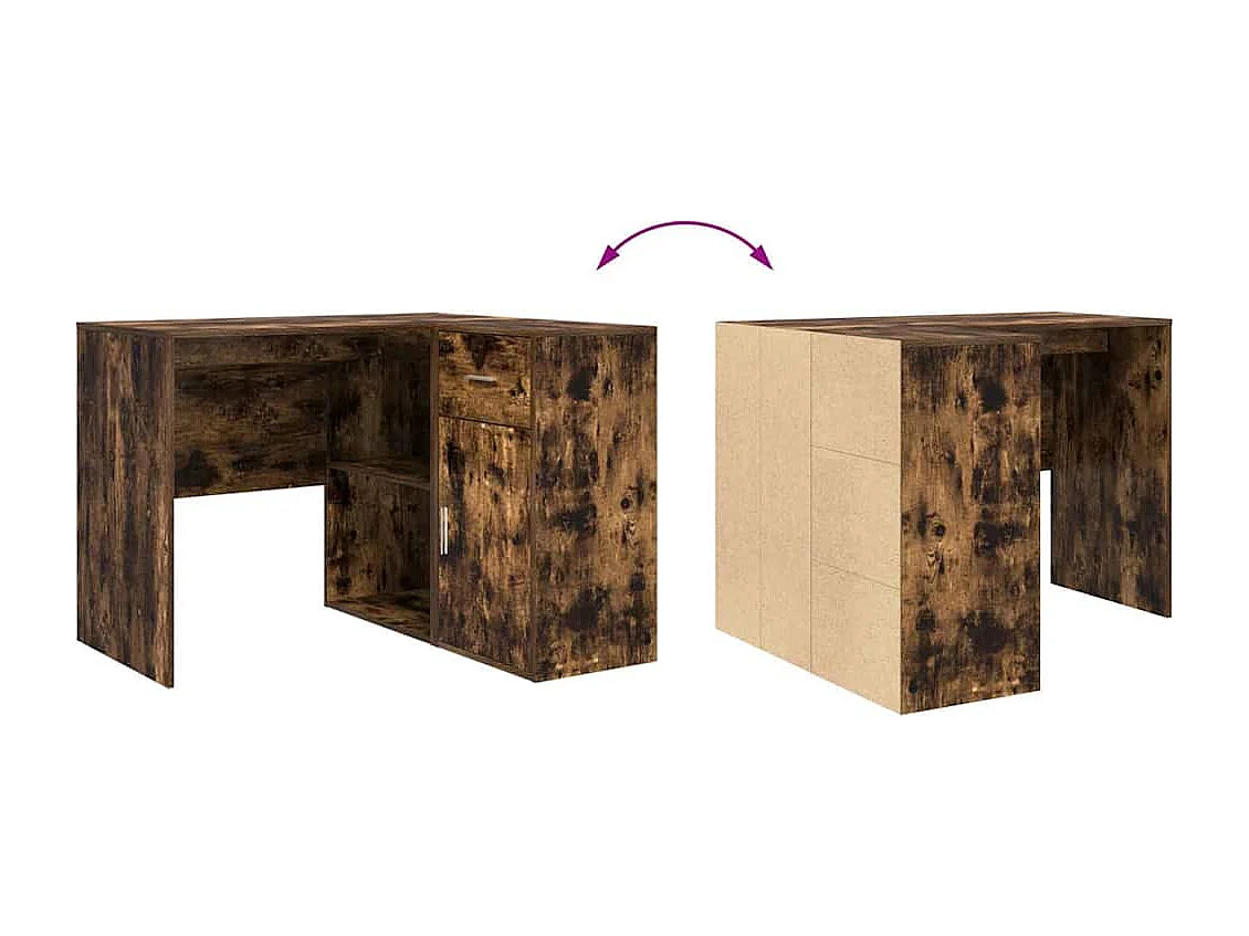 Bureau d'angle Chêne fumé 102 x 50 x 75 cm Bois d'ingénierie