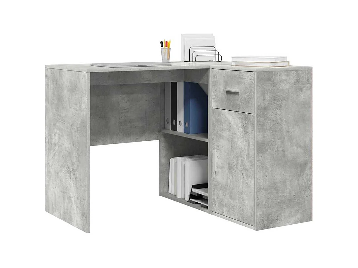 Bureau d'angle Gris béton 102 x 50 x 75 cm Bois d'ingénierie
