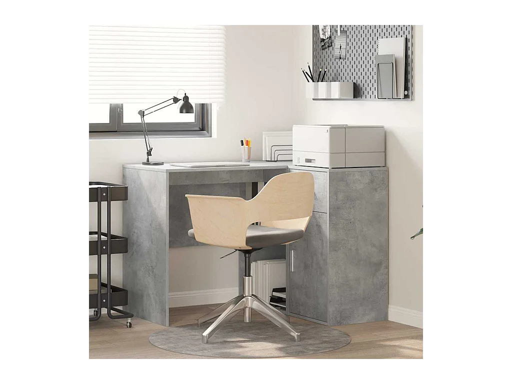 Hoekbureau met lade Beton Grijs 102 x 50 x 75 cm Bewerkt hout