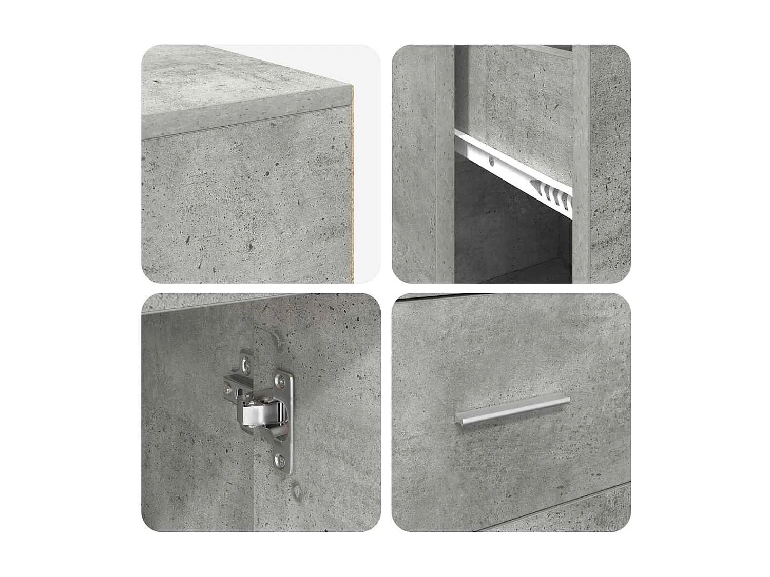 Bureau d'angle Gris béton 102 x 50 x 75 cm Bois d'ingénierie