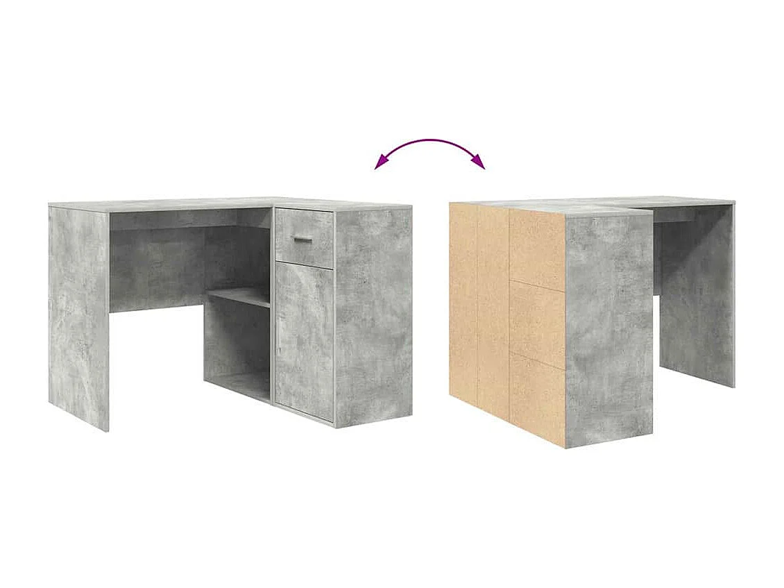 Bureau d'angle Gris béton 102 x 50 x 75 cm Bois d'ingénierie