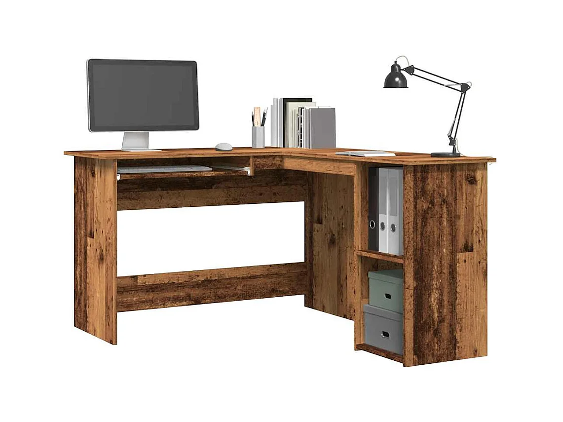 Bureau d'angle vieux bois 120x140x75 cm bois d'ingénierie