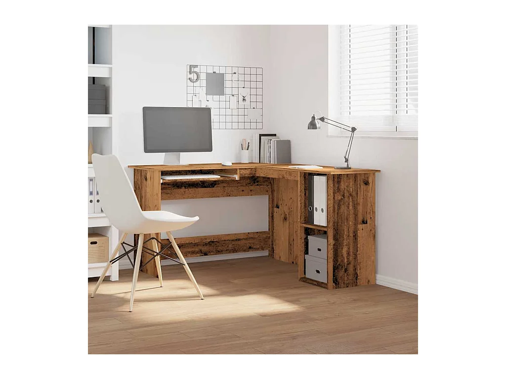 Bureau d'angle vieux bois 120x140x75 cm bois d'ingénierie