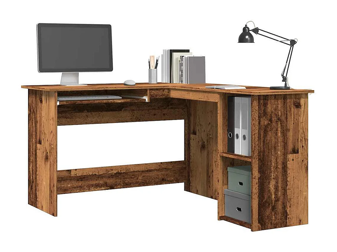 Bureau d'angle vieux bois 120x140x75 cm bois d'ingénierie