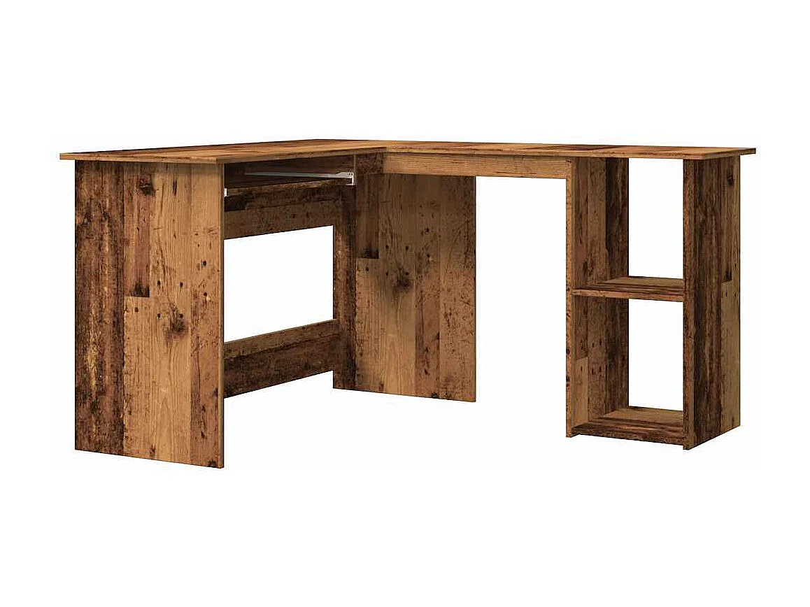 Bureau d'angle vieux bois 120x140x75 cm bois d'ingénierie