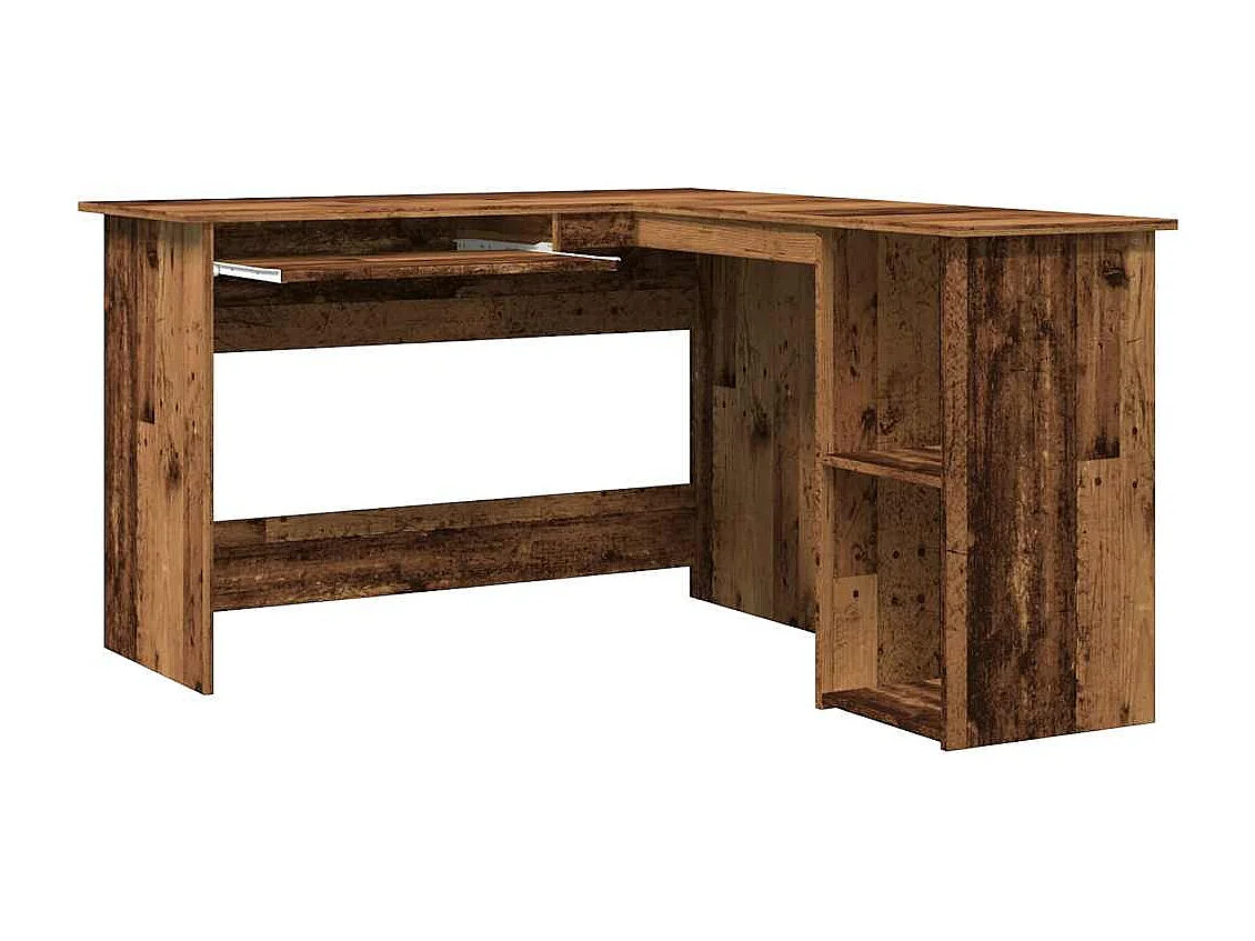 Bureau d'angle vieux bois 120x140x75 cm bois d'ingénierie