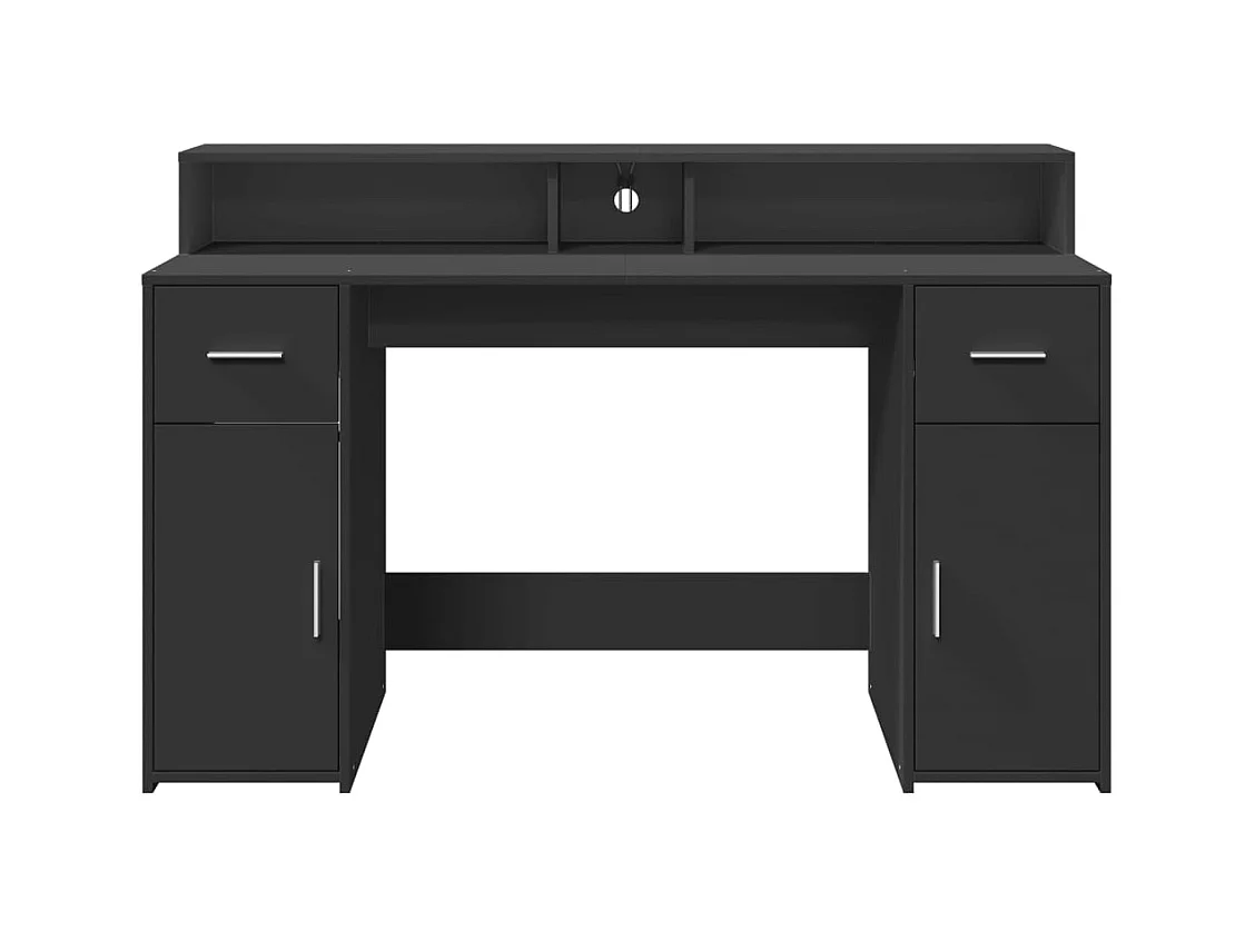 Secretária com luzes LED 140x55x91 cm derivados de madeira preto