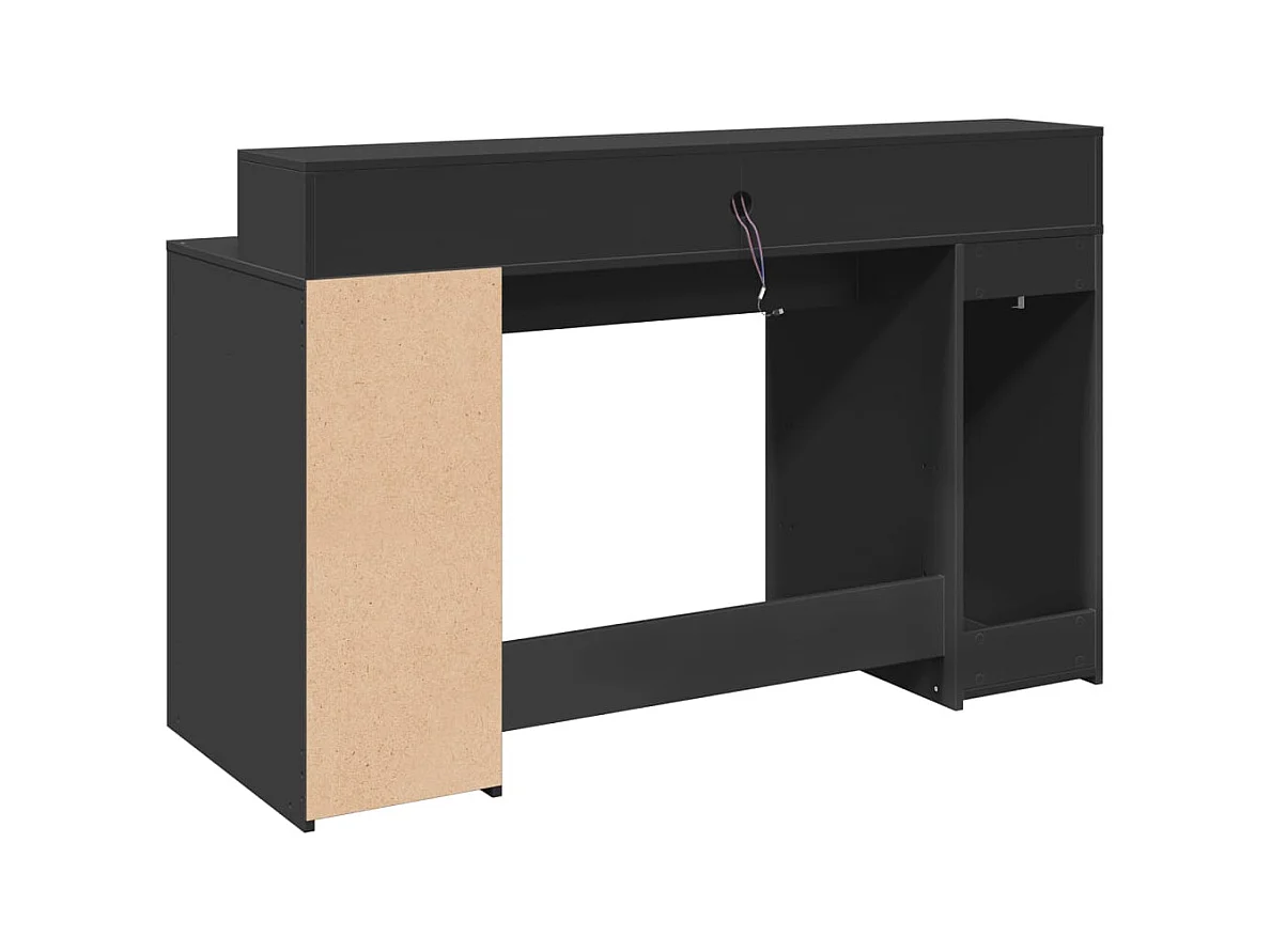 Bureau avec lumières LED noir 140x55x91 cm bois d'ingénierie