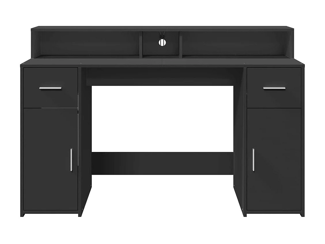 Bureau avec lumières LED noir 140x55x91 cm bois d'ingénierie