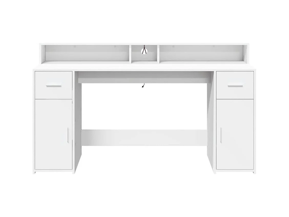 Bureau avec lumières LED blanc 160x55x91 cm bois d'ingénierie