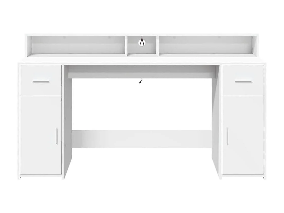 Bureau avec lumières LED blanc 160x55x91 cm bois d'ingénierie