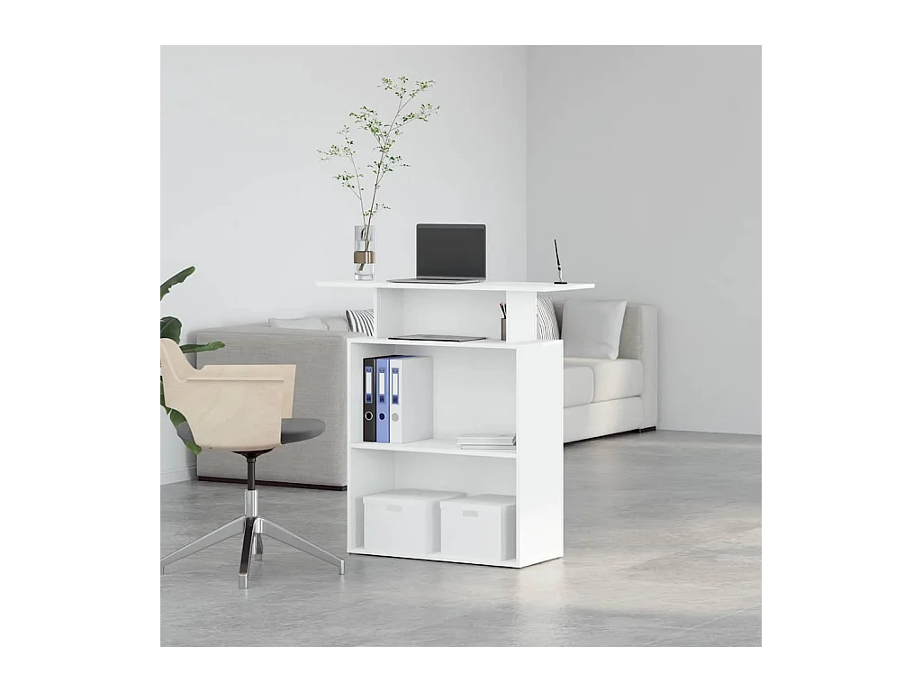 Bureau de réception blanc 100x40x104 cm bois d'ingénierie