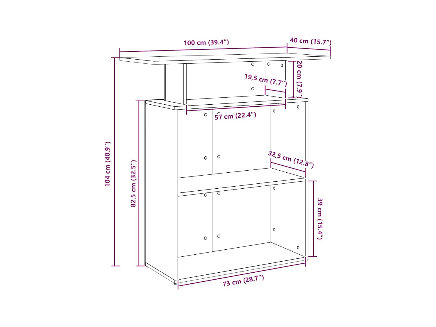 Bureau de réception blanc 100x40x104 cm bois d'ingénierie