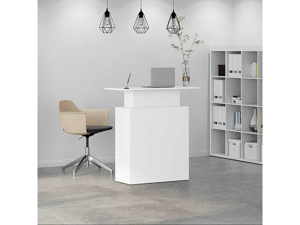 Bureau de réception blanc 100x40x104 cm bois d'ingénierie