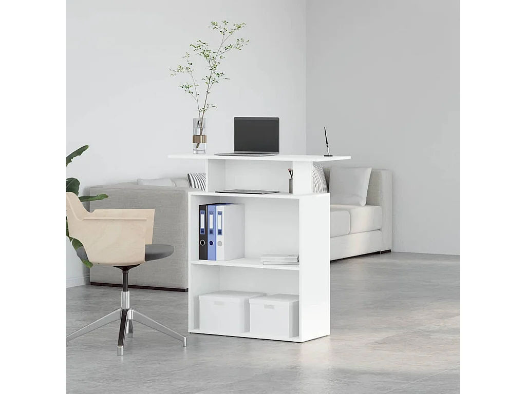 Bureau de réception blanc 100x40x104 cm bois d'ingénierie