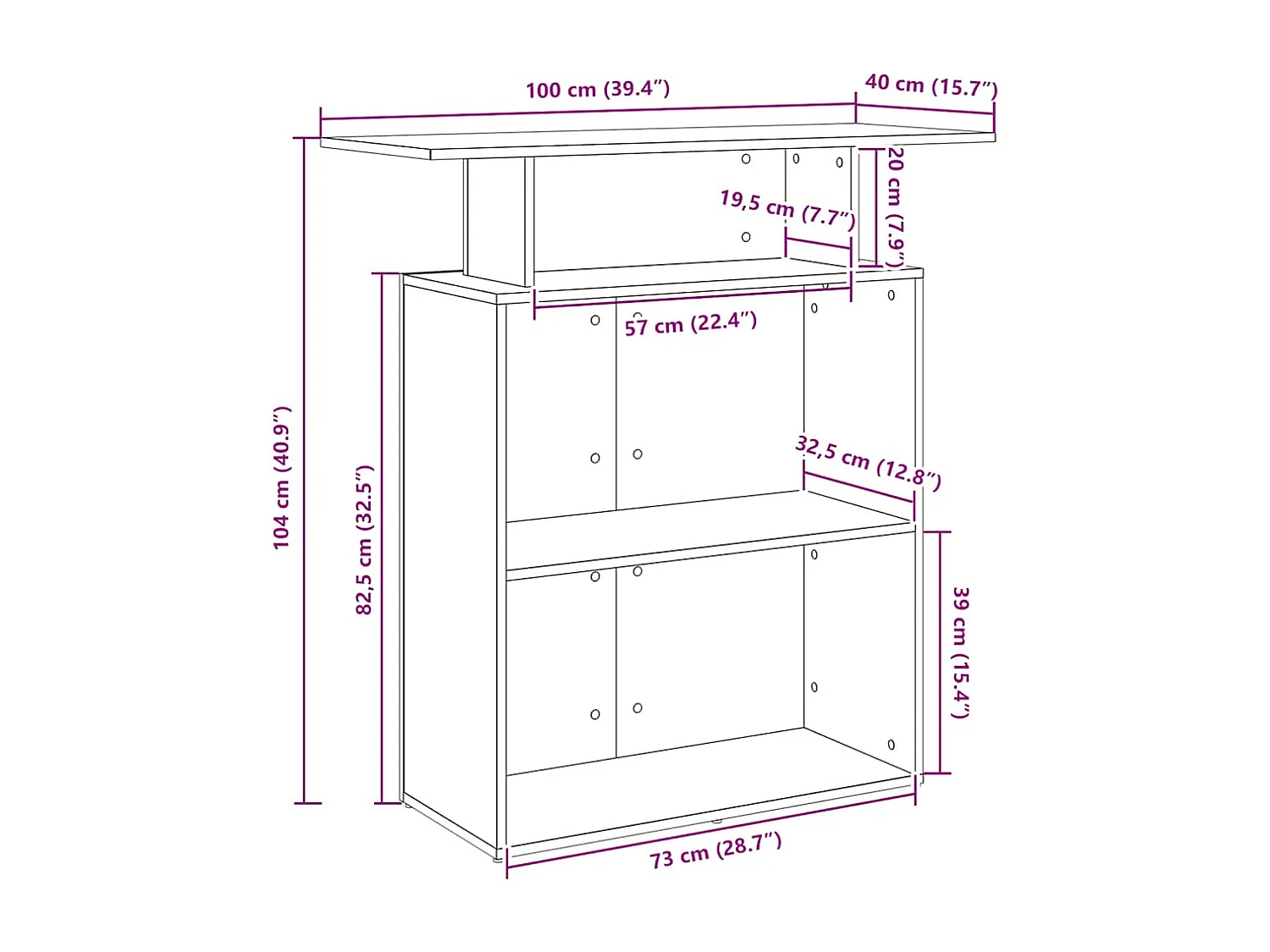 Bureau de réception blanc 100x40x104 cm bois d'ingénierie