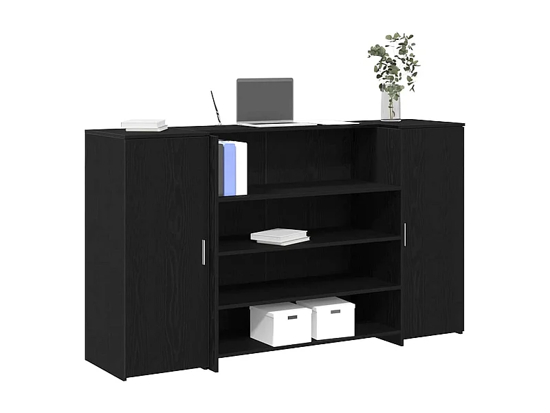 Bureau de réception chêne noir 180x50x103,5cm bois d'ingénierie