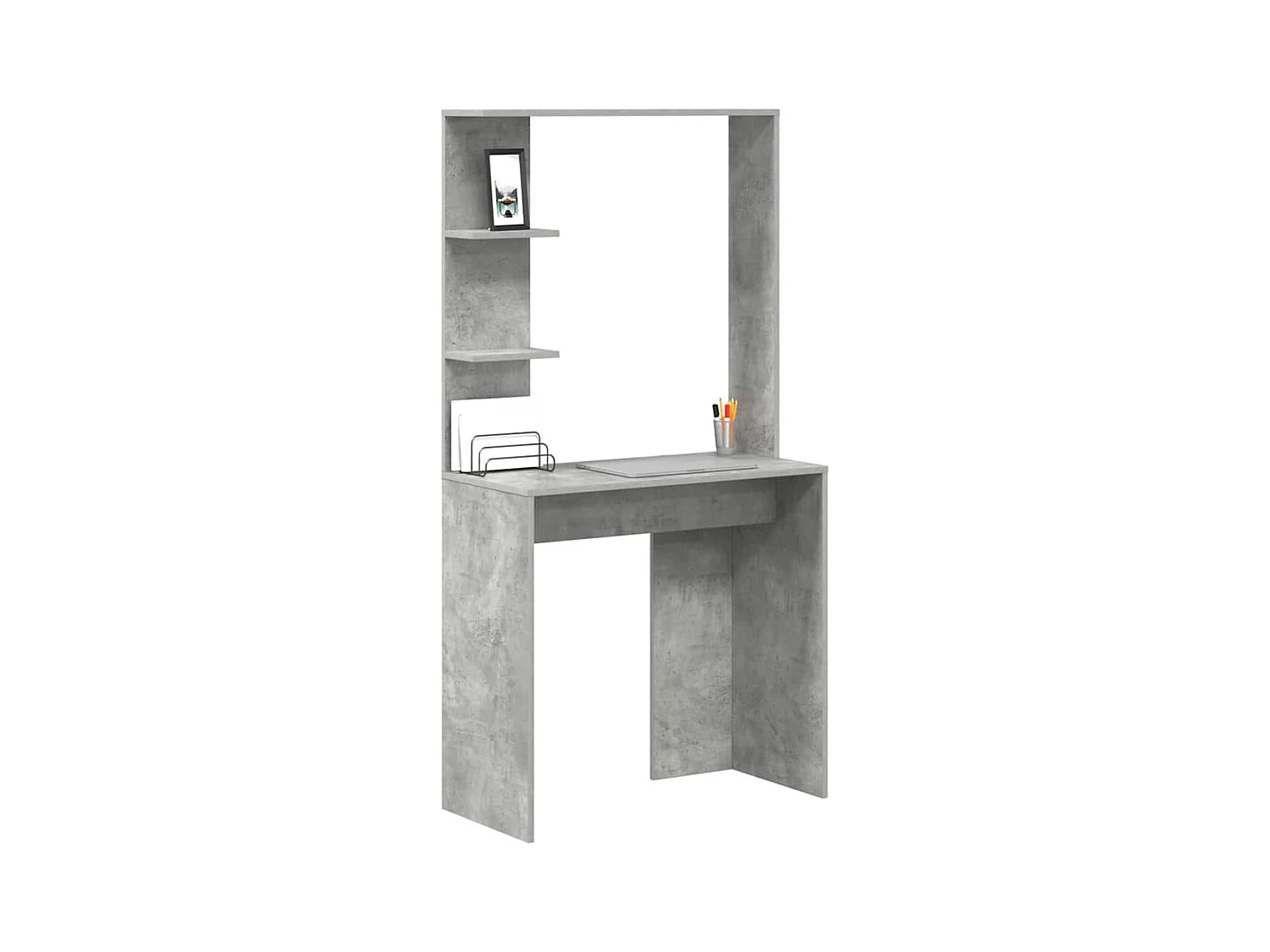 Bureau Gris béton 78.5 x 37 x 154.5 cm Bois d'ingénierie