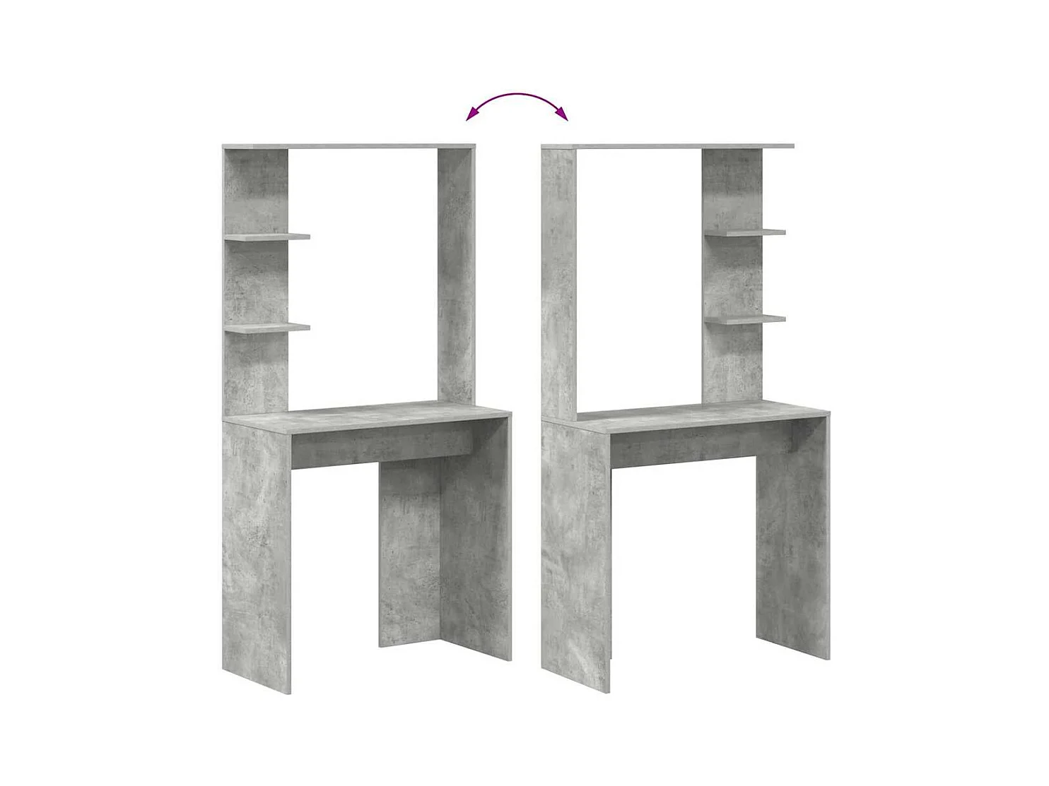 Bureau Gris béton 78.5 x 37 x 154.5 cm Bois d'ingénierie