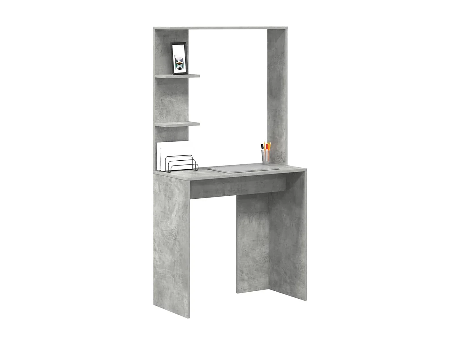 Bureau Gris béton 78.5 x 37 x 154.5 cm Bois d'ingénierie