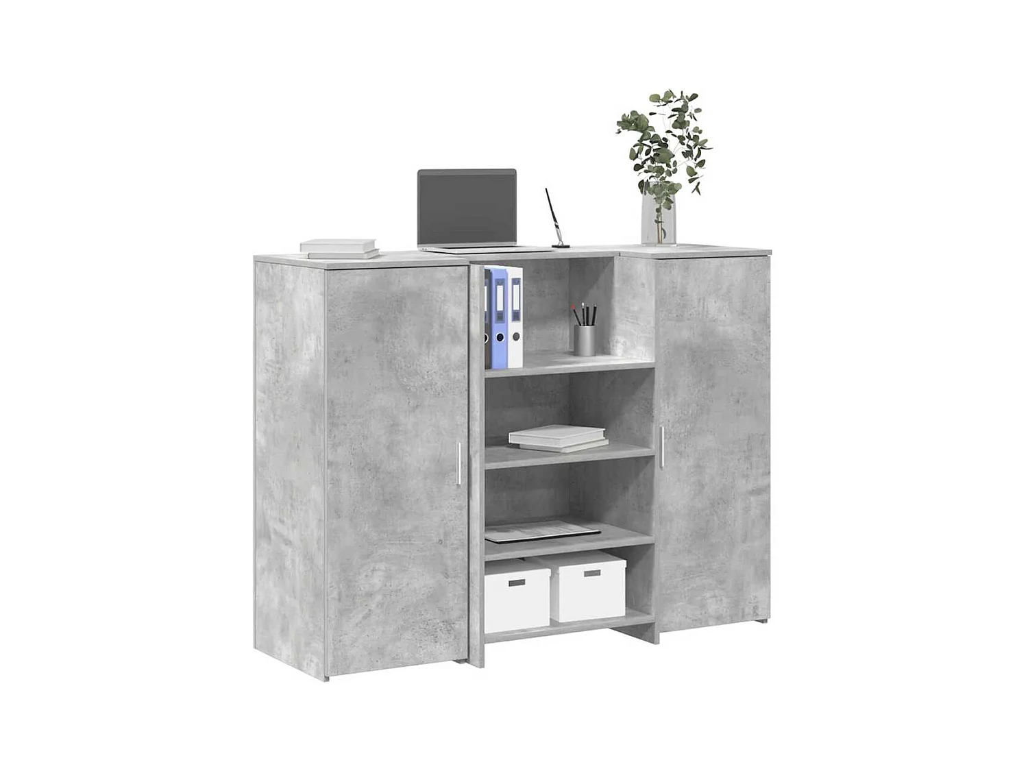 Bureau de réception gris béton 135x50x103,5cm bois d'ingénierie