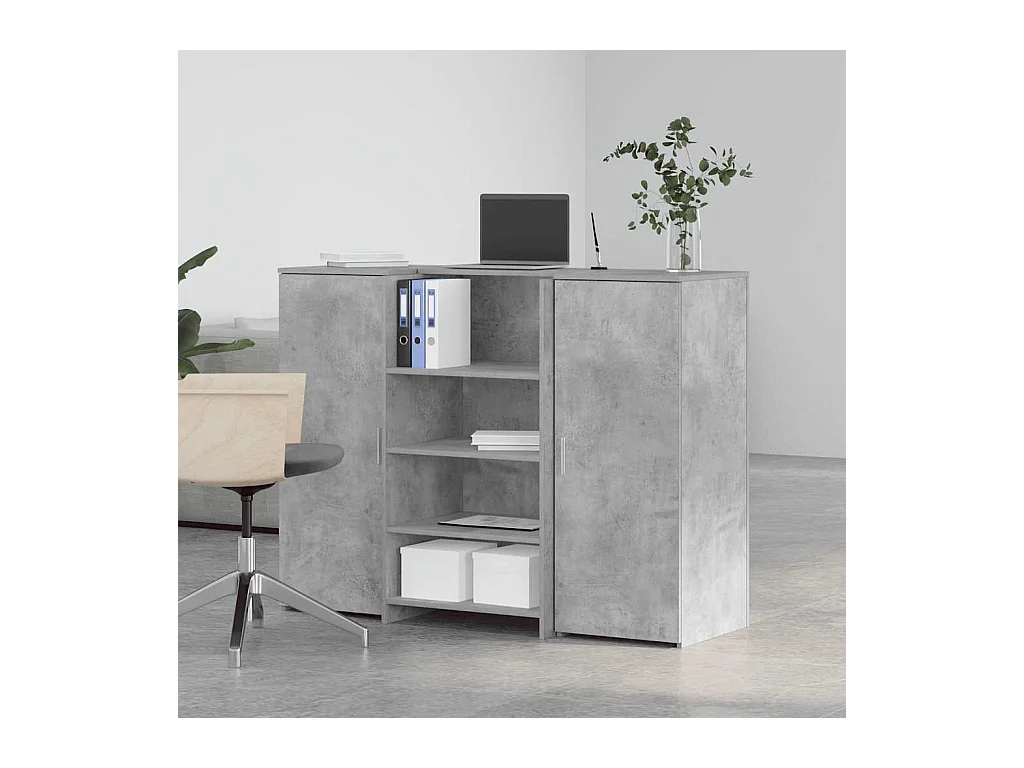 Bureau de réception gris béton 135x50x103,5cm bois d'ingénierie