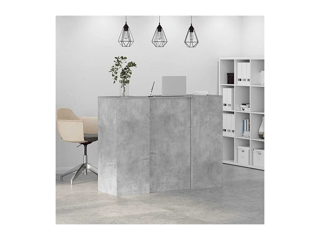 Bureau de réception gris béton 135x50x103,5cm bois d'ingénierie
