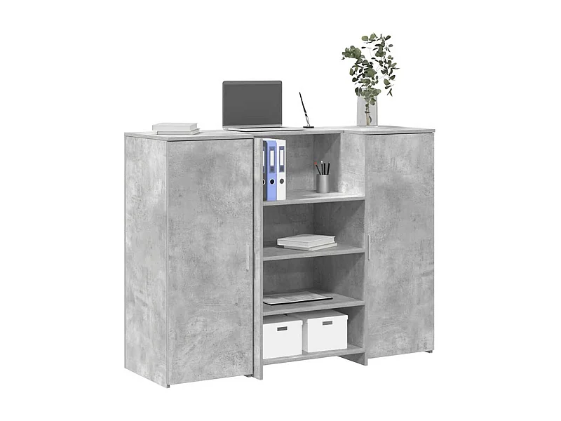 Bureau de réception gris béton 135x50x103,5cm bois d'ingénierie