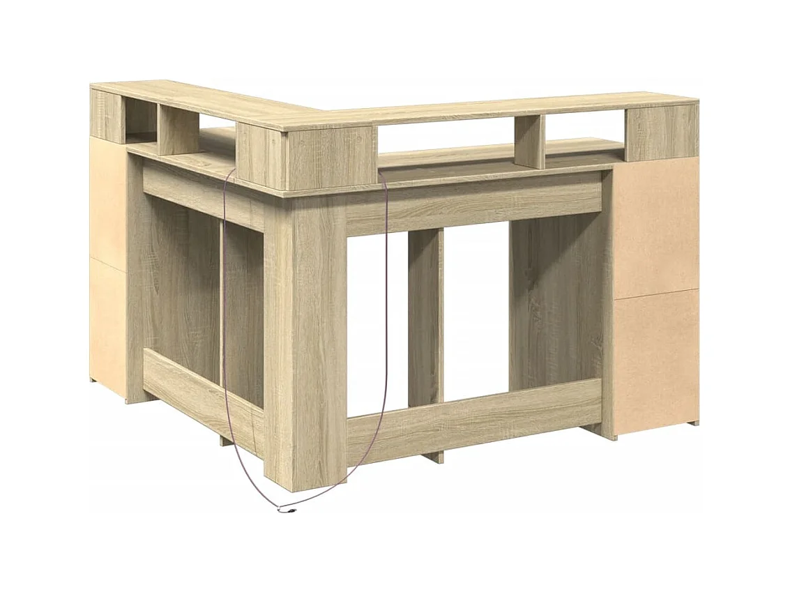 Bureau avec lumières LED chêne sonoma bois d'ingénierie