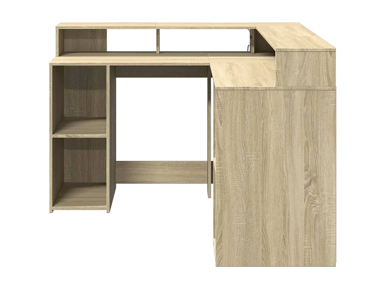 Escritorio con LED madera ingeniería roble Sonoma 130x130x91 cm