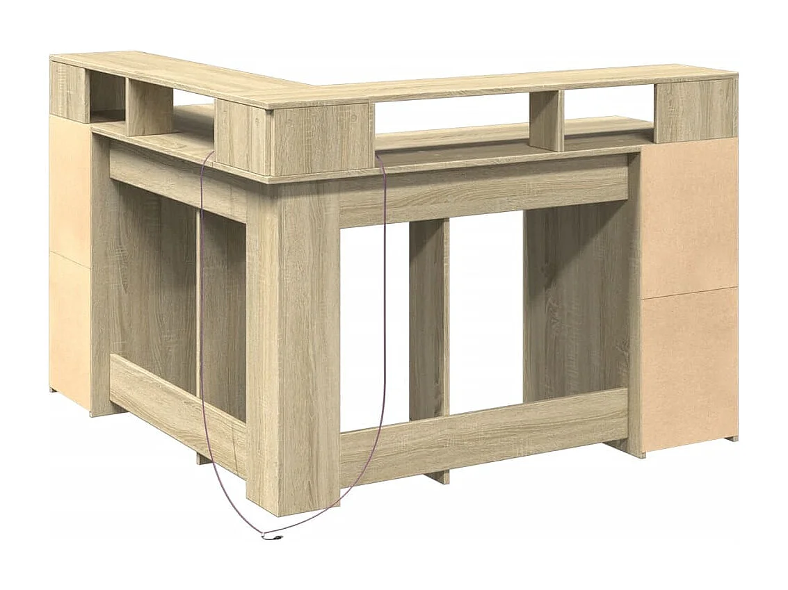 Escritorio con LED madera ingeniería roble Sonoma 130x130x91 cm