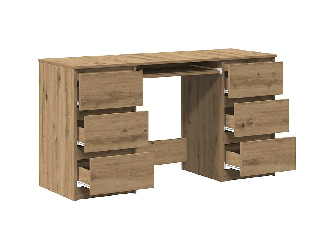 Bureau chêne artisanal 140x50x77 cm bois d'ingénierie
