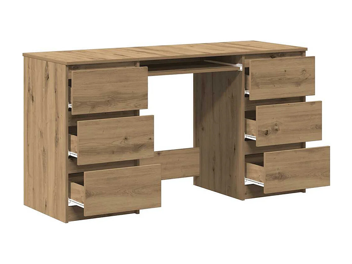 Bureau chêne artisanal 140x50x77 cm bois d'ingénierie