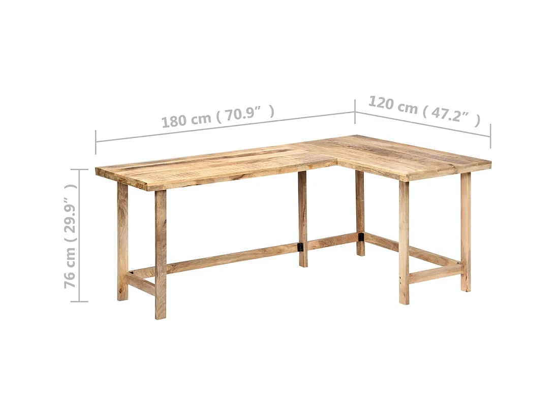 Bureau 180x120x76 cm Bois de manguier massif