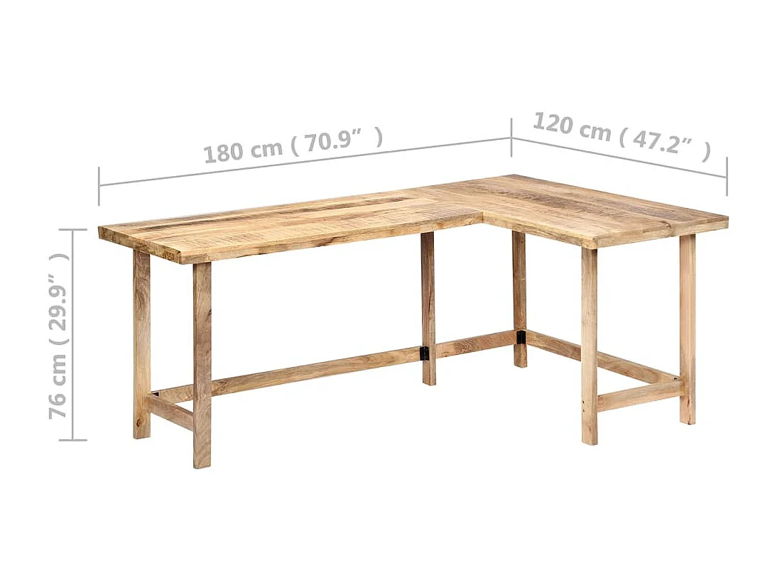 Bureau 180x120x76 cm Bois de manguier massif