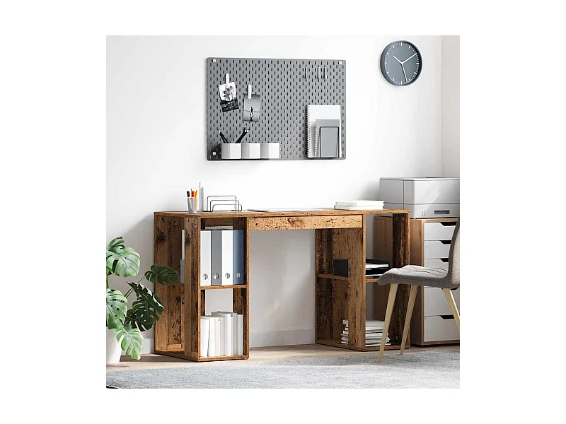 Bureau avec Rangement Bois ancien 130 x 50,5 x 75 cm