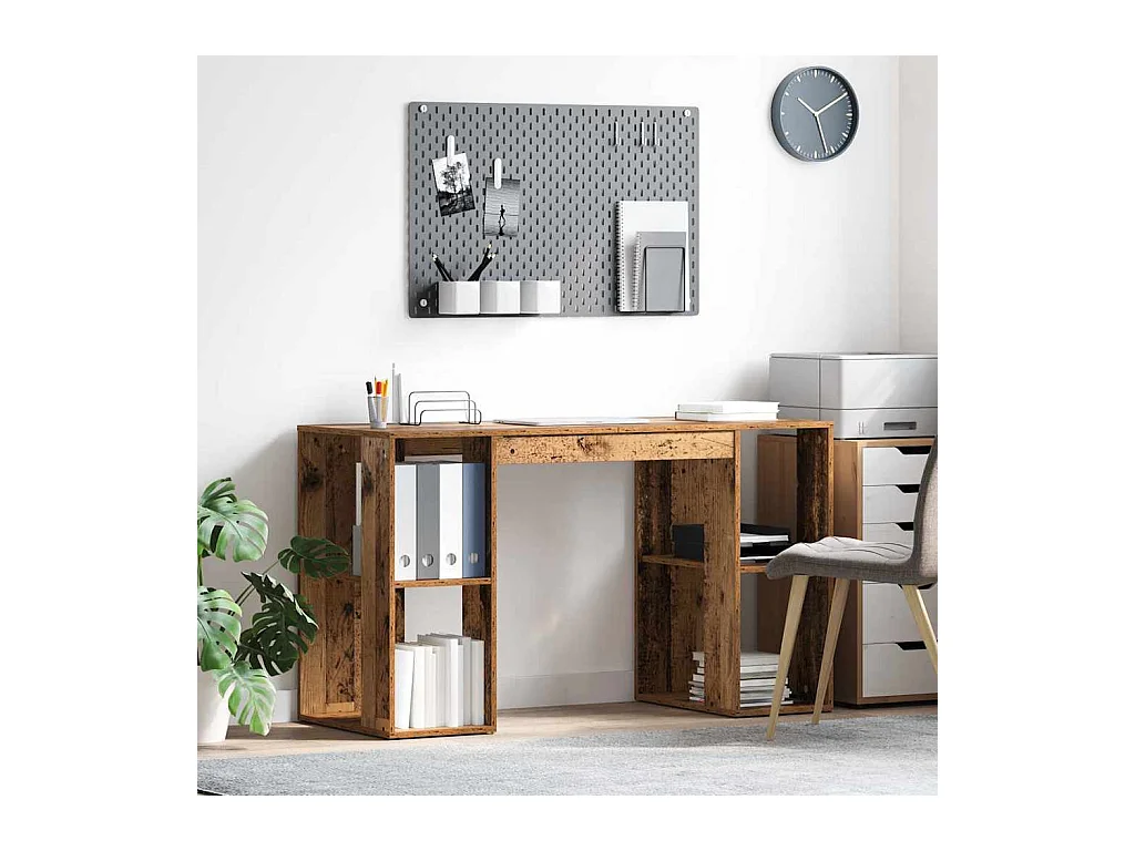 Bureau avec Rangement Bois ancien 130 x 50,5 x 75 cm
