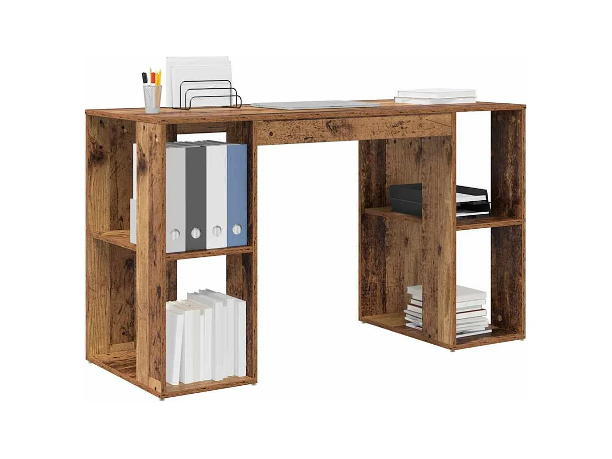 Bureau avec Rangement Bois ancien 130 x 50,5 x 75 cm
