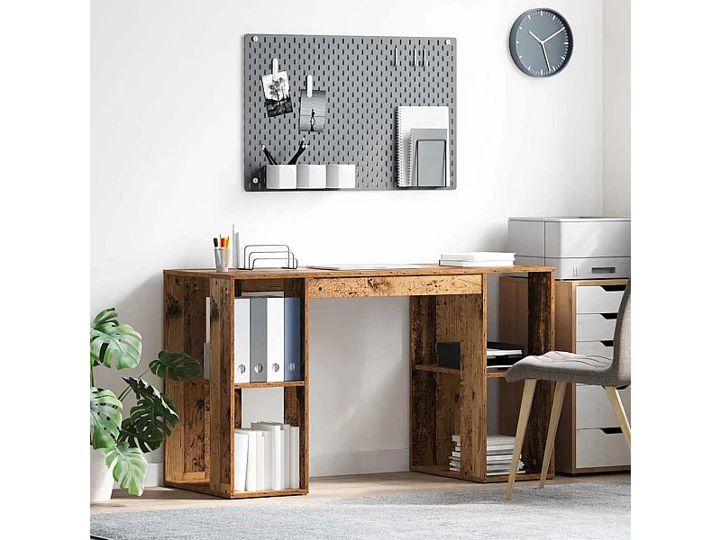Bureau avec Rangement Bois ancien 130 x 50,5 x 75 cm