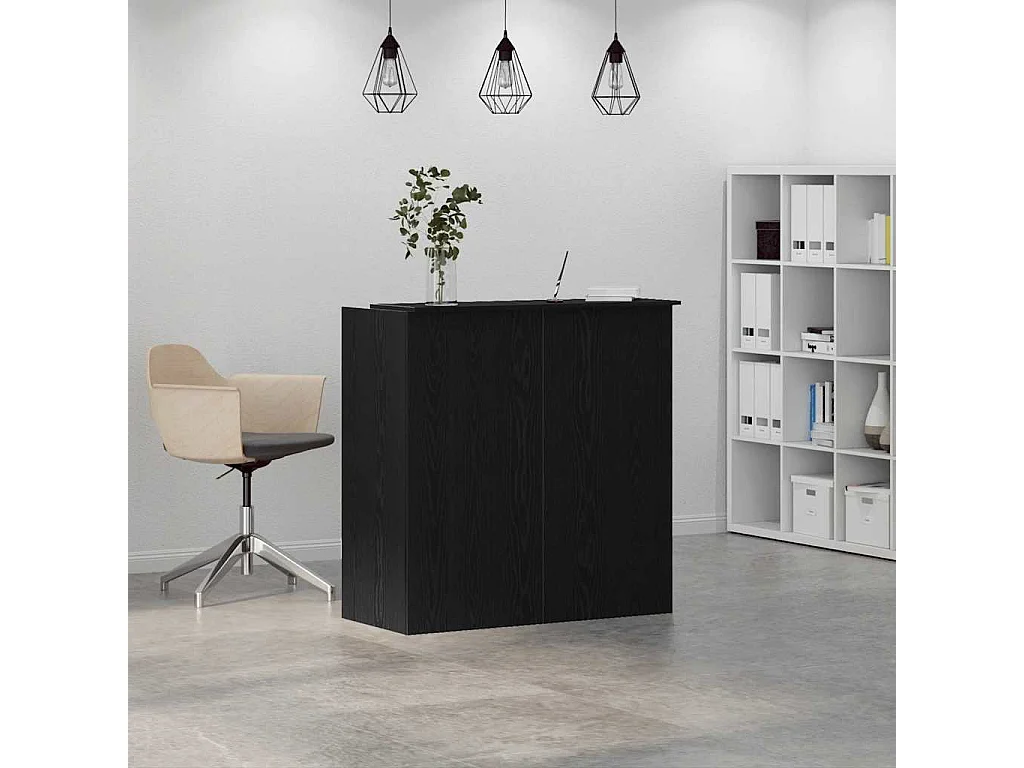 Bureau de réception chêne noir 100x50x103,5cm bois d'ingénierie